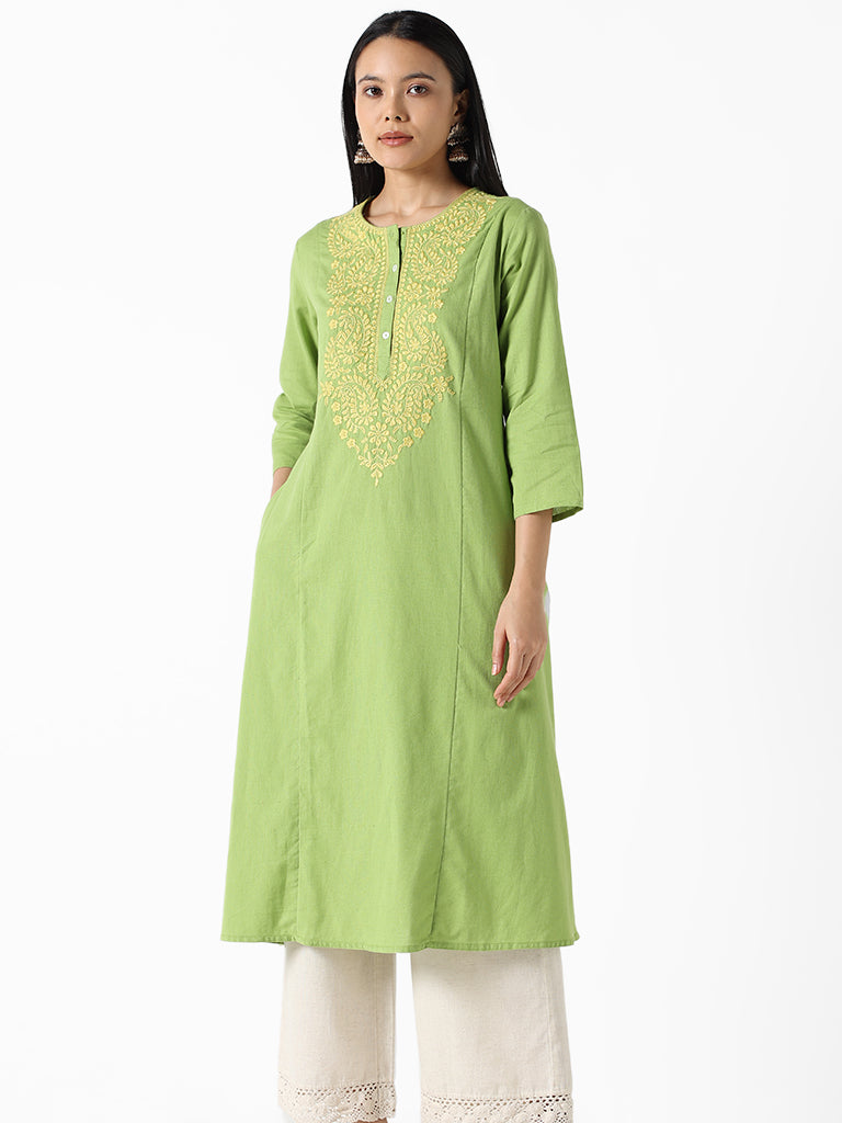 Shop Utsa Indigo Embroidered Chikankari Kurta Online – Westside