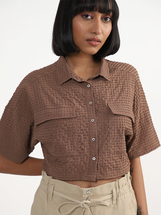 Nuon Plain Brown Blouse
