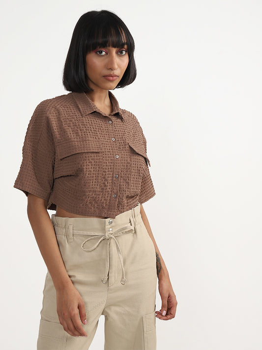 Nuon Plain Brown Blouse