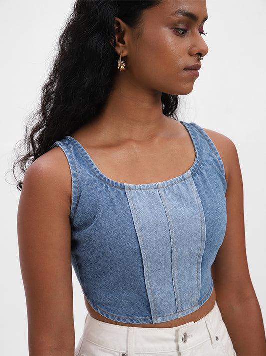 Nuon Plain Blue Blouse