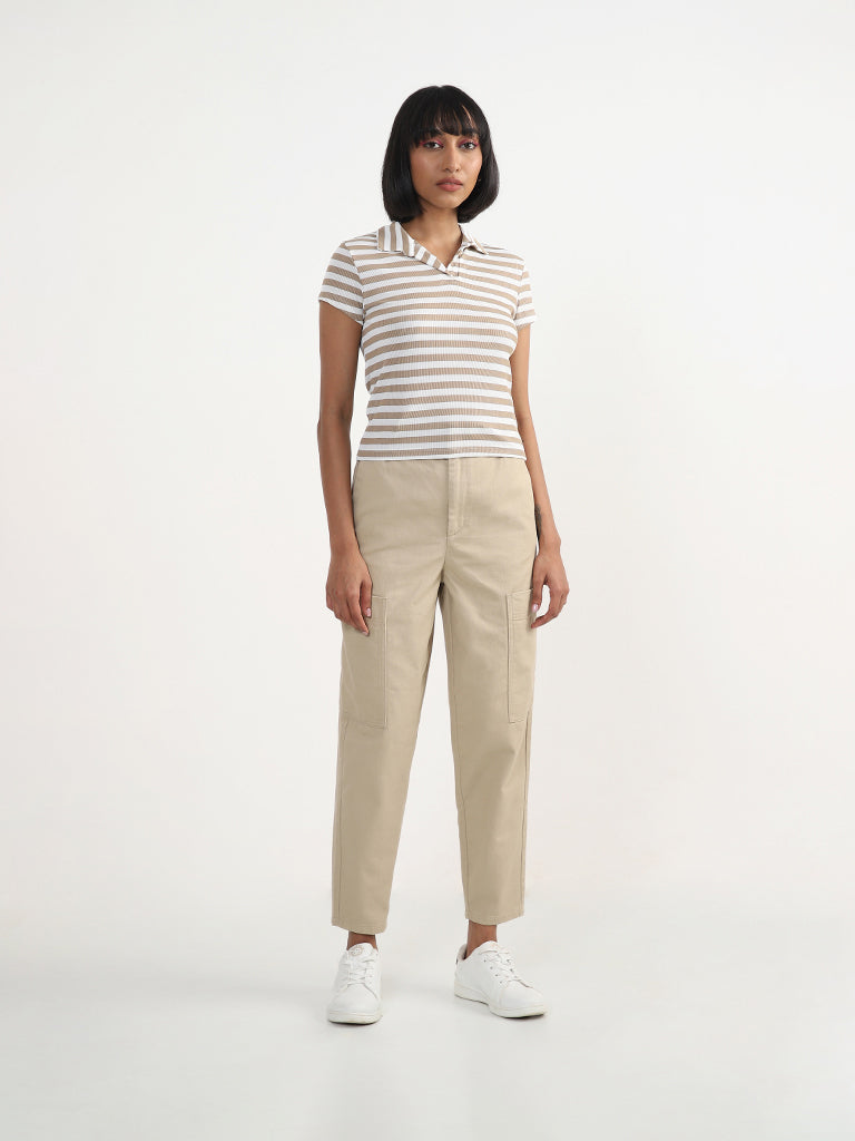 Nuon Striped Beige-Colored T-Shirt