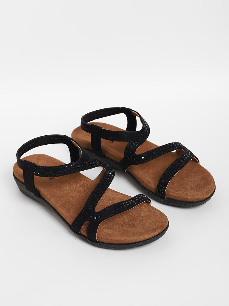 LUNA BLU Black Hot Fix Comfort Sandals