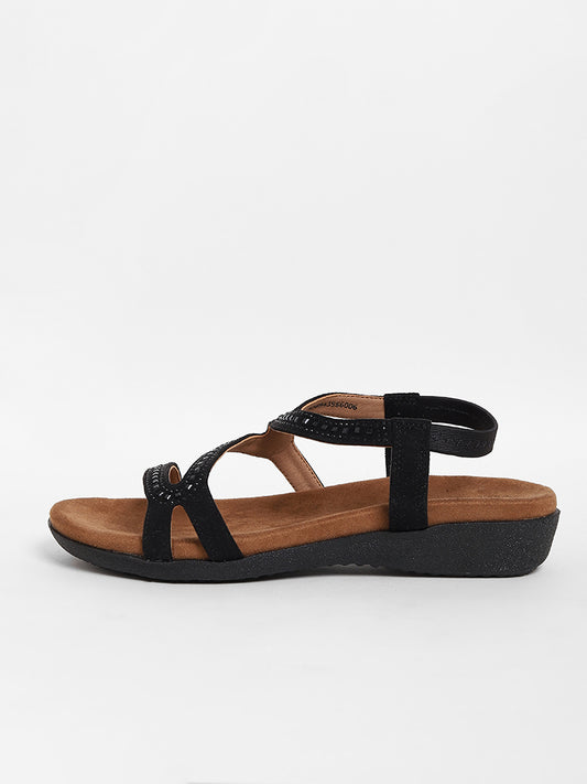 LUNA BLU Black Hot Fix Comfort Sandals