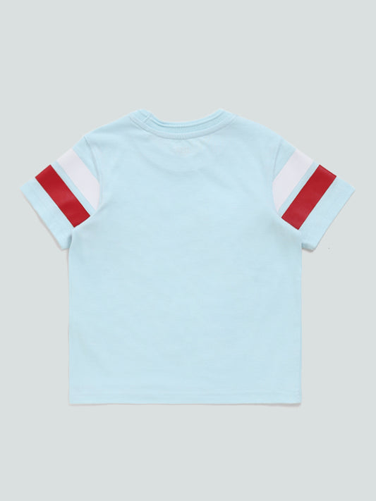 HOP Kids Light Blue Snoop Printed T-Shirt