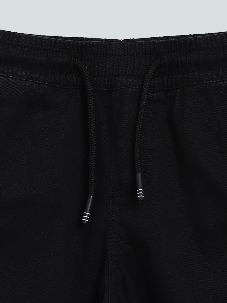 Ribbed black joggers clearance
