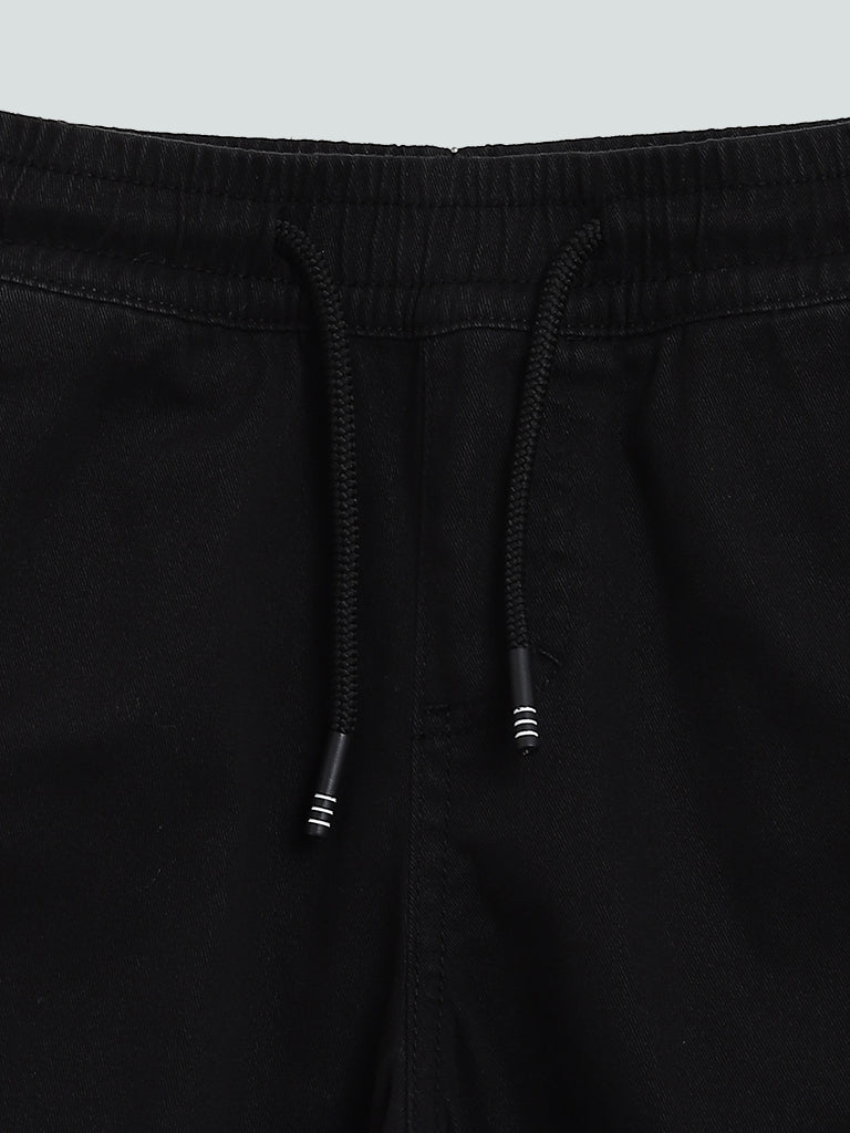 Y&F Solid Black Ribbed Joggers