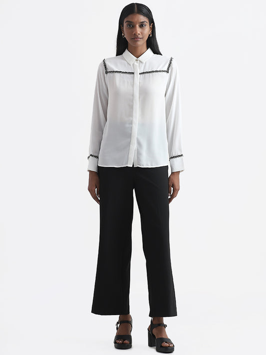 Wardrobe Solid Black Straight Fit Trousers