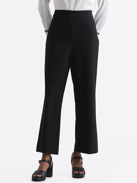 Wardrobe Solid Black Straight Fit Trousers
