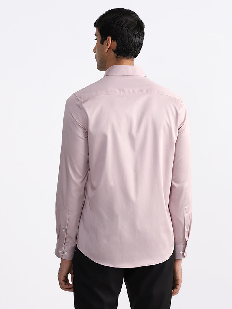 WES Formals Solid Dusty Pink Slim Fit Shirt