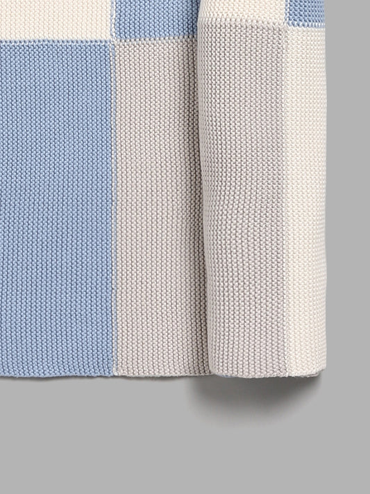 HOP Baby Blue Checked Blanket