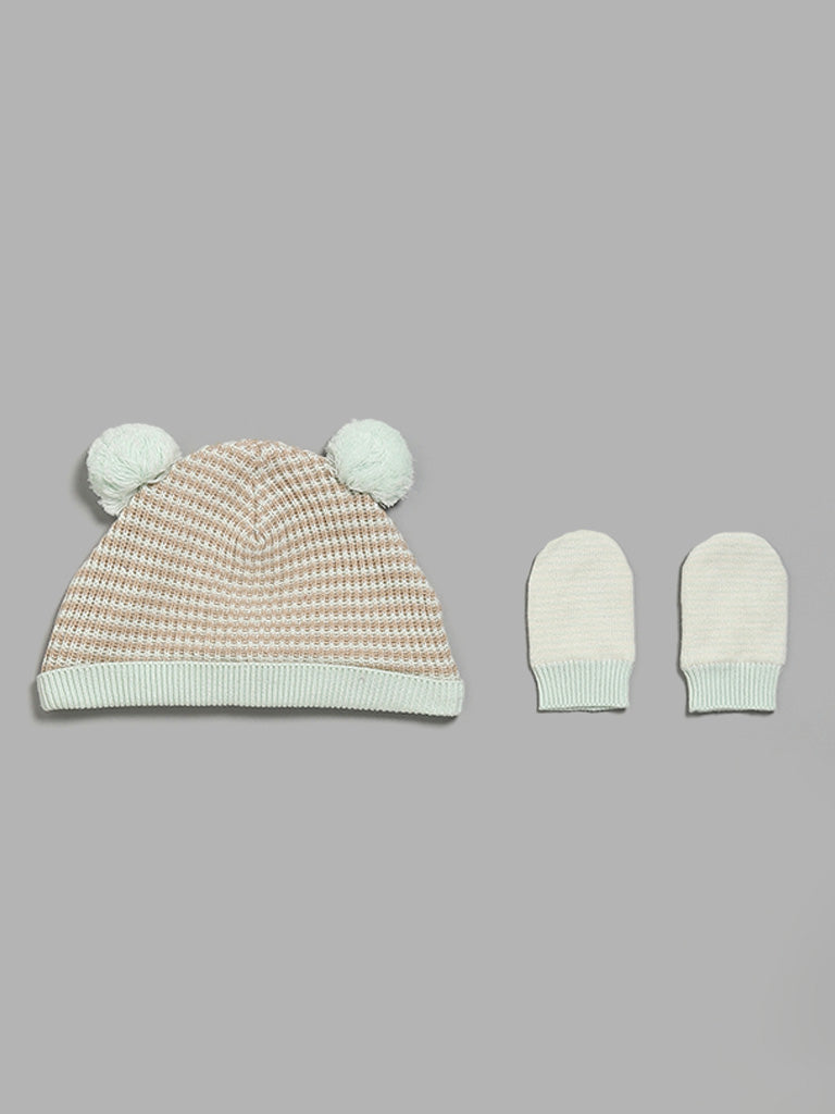 HOP Baby Mint Knitted Hat and Mitten Set