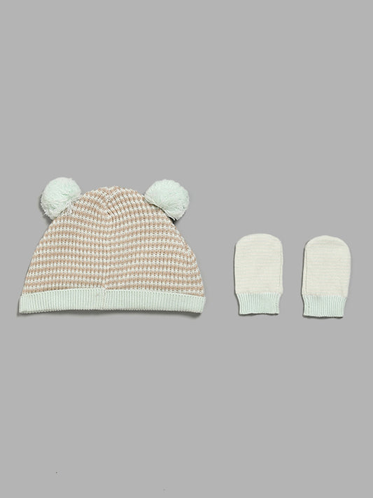 HOP Baby Mint Knitted Hat and Mitten Set