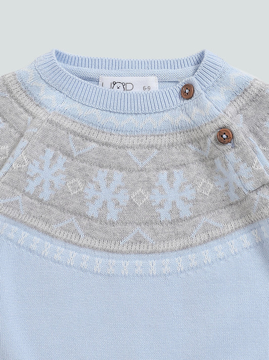 HOP Baby Blue Snow Flake Design Knitted Top and Pants Set