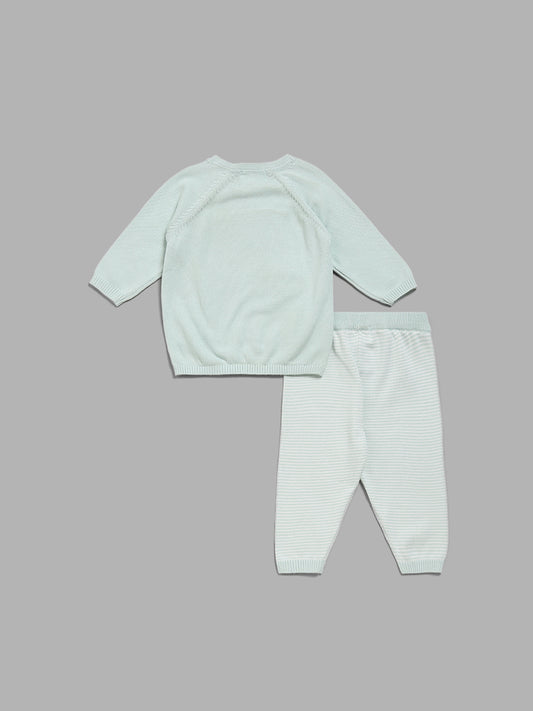 HOP Baby Sage Elephant Printed Top and Pants Set