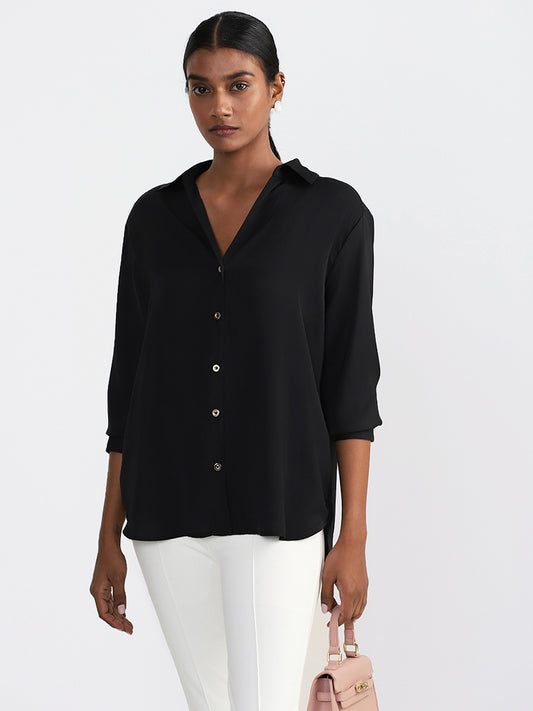 Wardrobe Solid Black Shirt