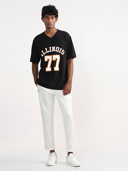 Studiofit Black Printed Relaxed - Fit T-Shirt