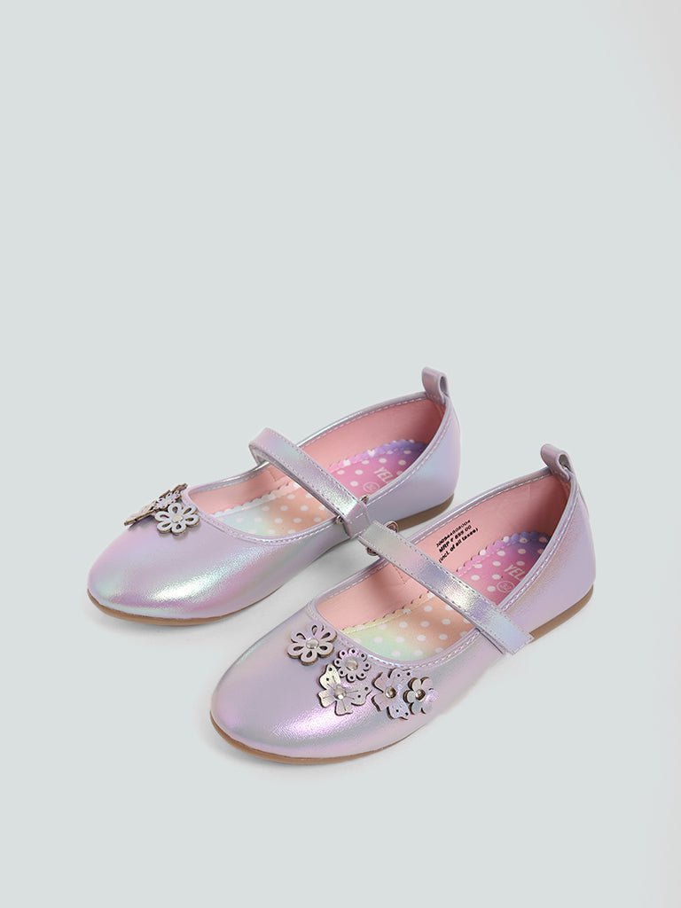 Yellow Lilac Hologram Butterfly Accent Ballerina