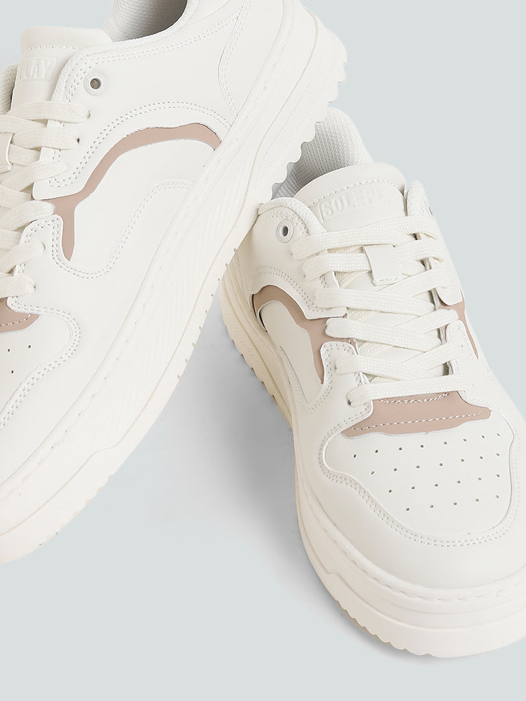 SOLEPLAY White & Beige Chunky Sneakers