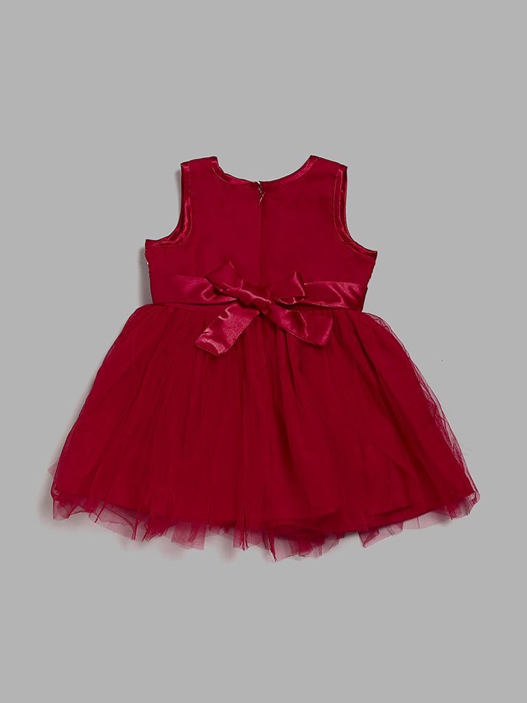 HOP Baby Red Embroidered Dress