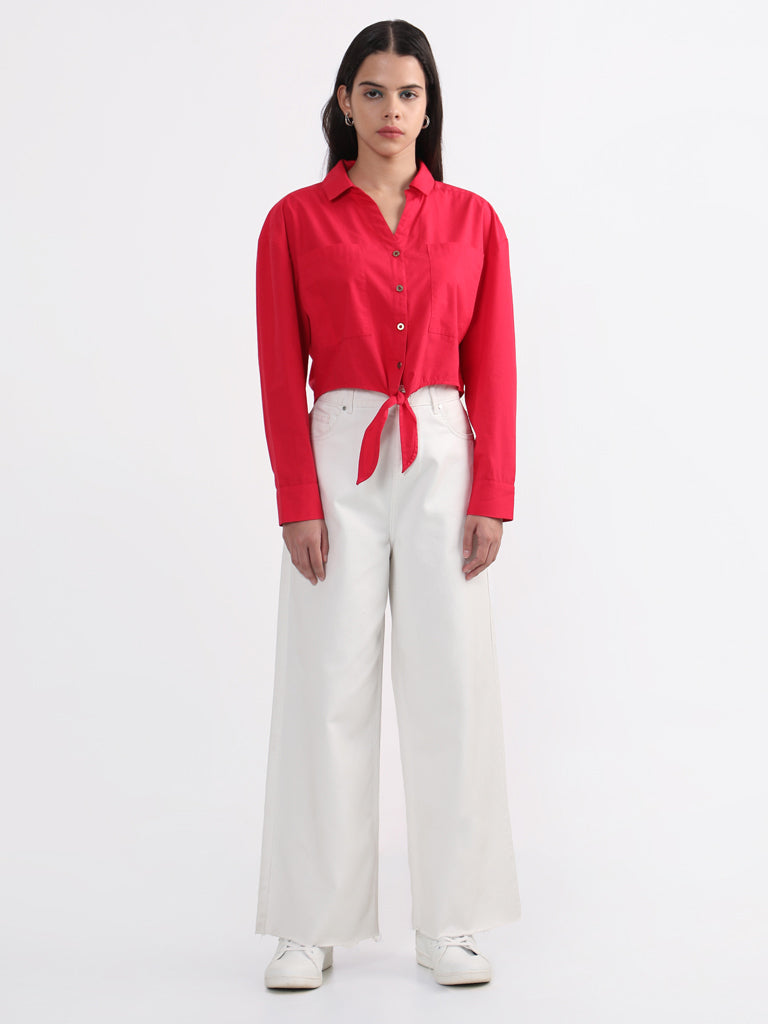 Buy Van Heusen Red Regular Fit Trousers for Women Online  Tata CLiQ