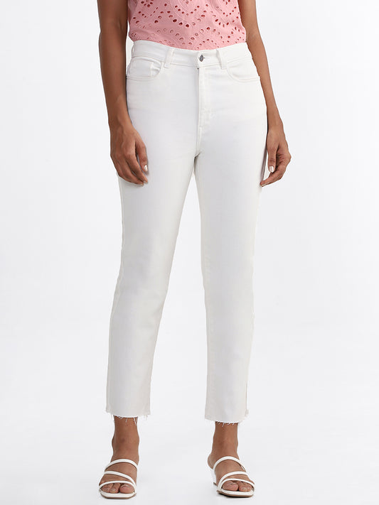LOV White Straight - Fit Mid - Rise Jeans