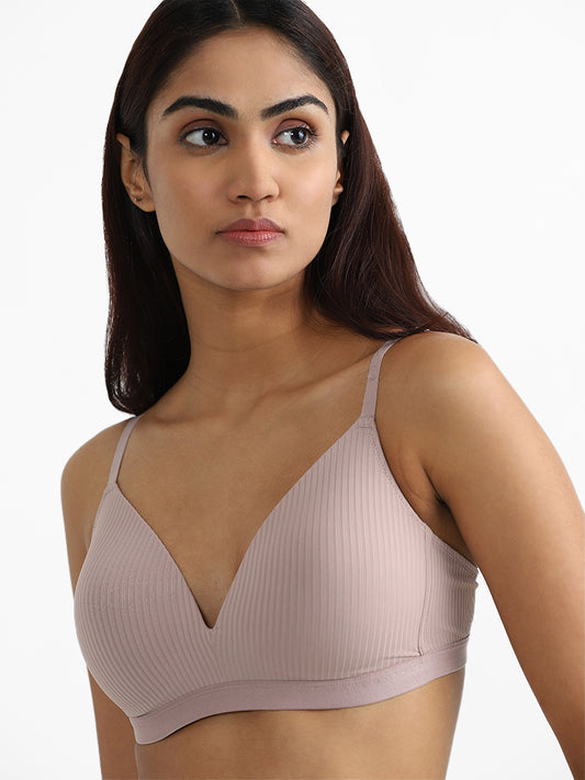 Wunderlove Light Taupe Beige Ribbed Bra