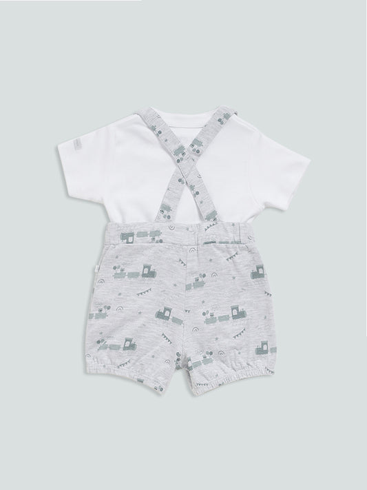 HOP Baby Grey Paul Printed Shorts and Shirt Set