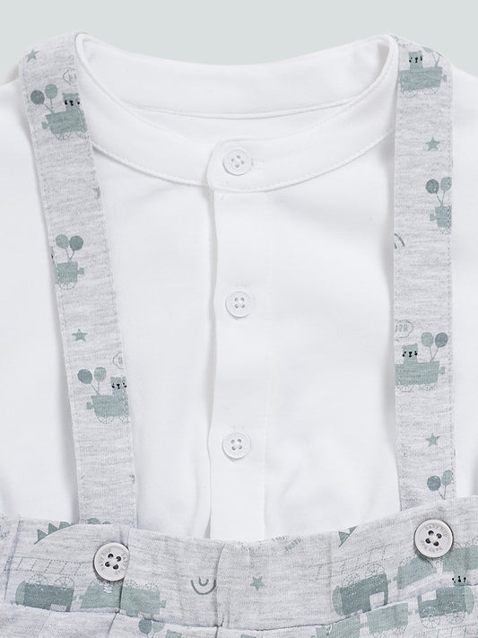 HOP Baby Grey Paul Printed Shorts and Shirt Set