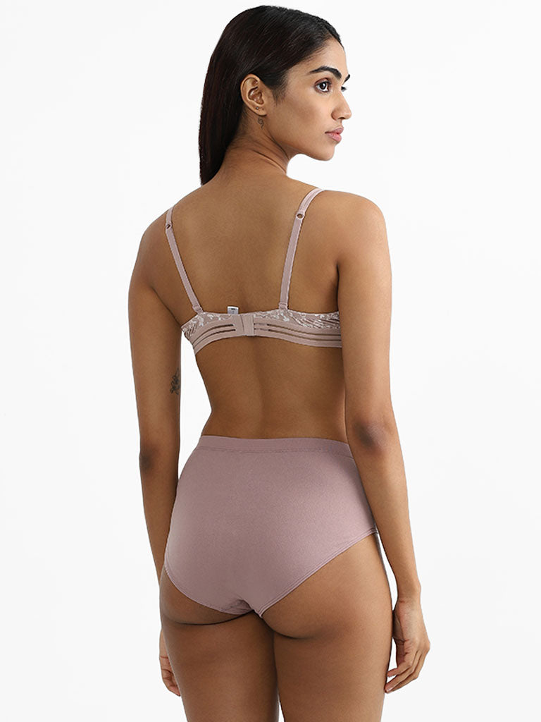 Wunderlove Light Brown Floral Printed Bra