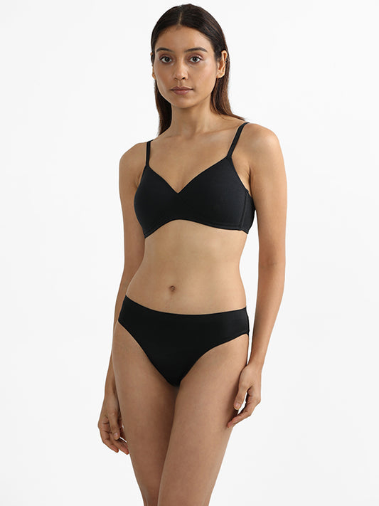 Wunderlove Black Firm Support Cotton Bra