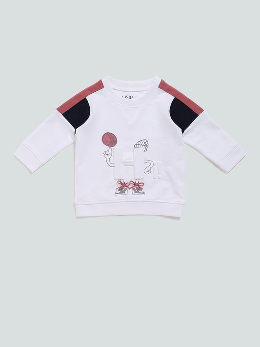 HOP Baby White Hi Typographic Printed T-Shirt
