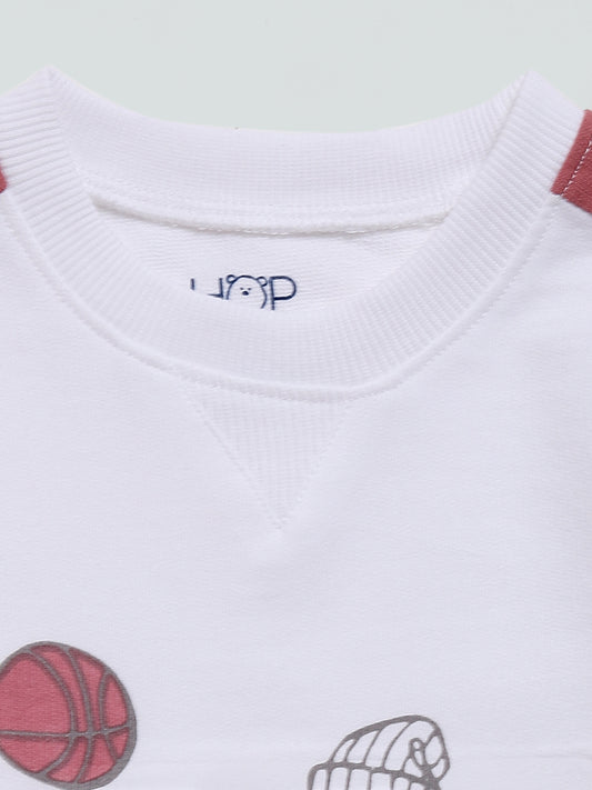 HOP Baby White Hi Typographic Printed T-Shirt