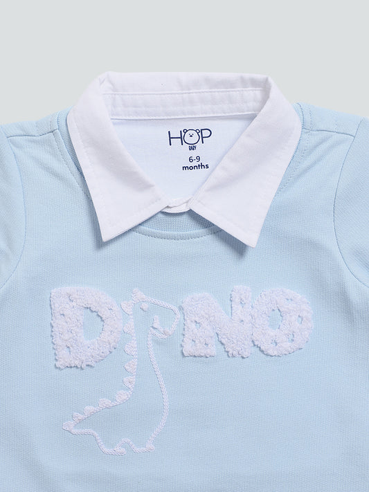 HOP Baby Blue Dino Woven T-Shirt
