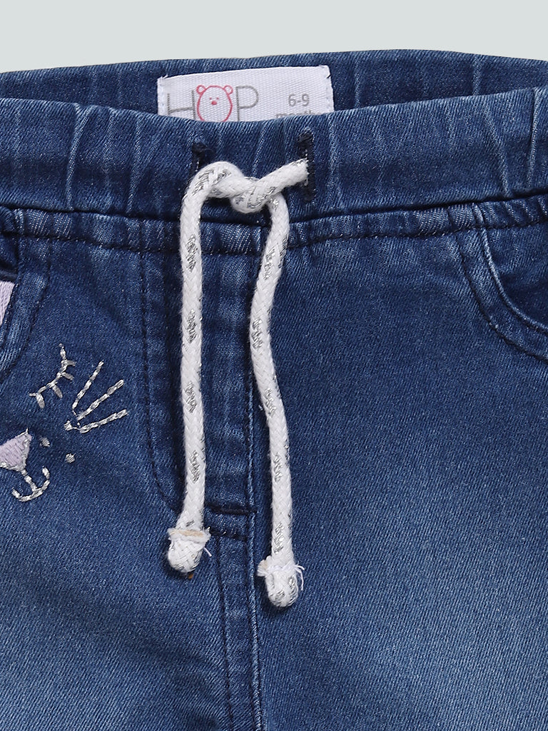HOP Baby Blue Mid Wash Kitty Jeans