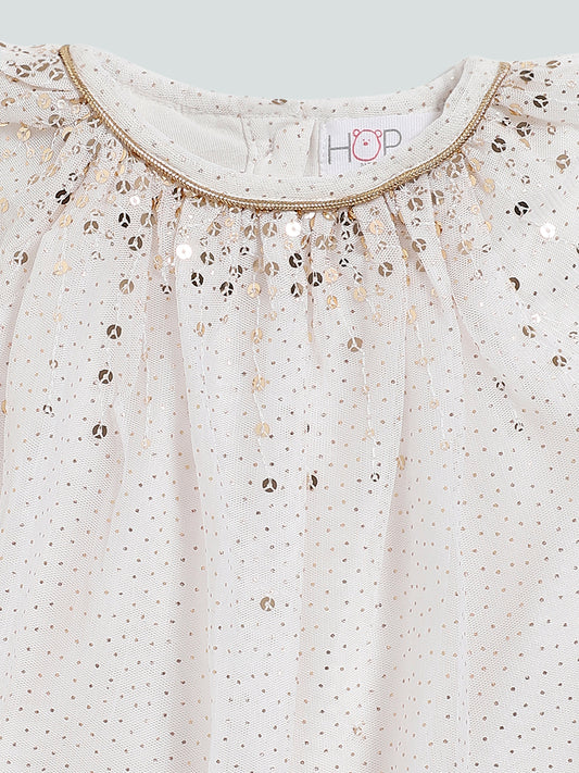 HOP Baby White Embellished Lily Flared Dress