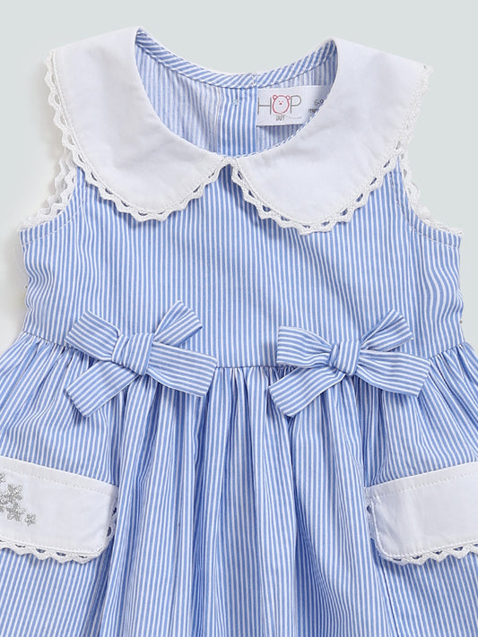 HOP Baby Blue Striped Peter Pan Collar Dress
