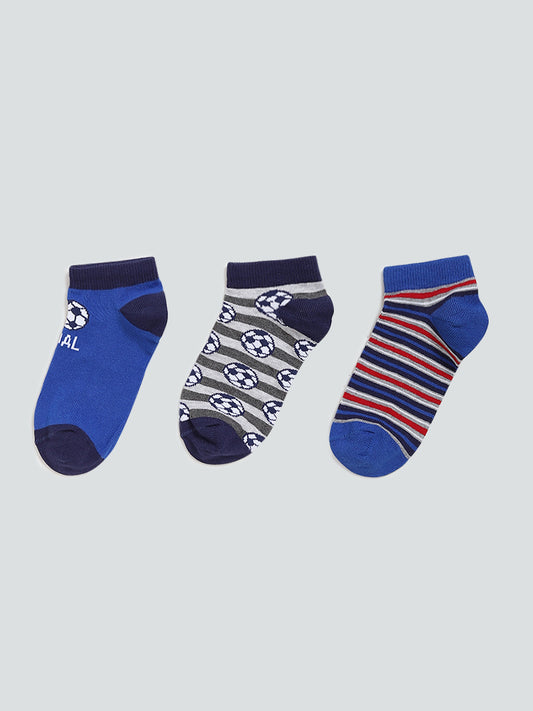 Y&F Kids Multicolored Shark Printed Sock Set - Pack of 3