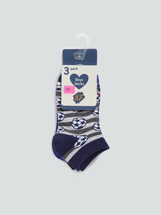 Y&F Kids Multicolored Shark Printed Sock Set - Pack of 3