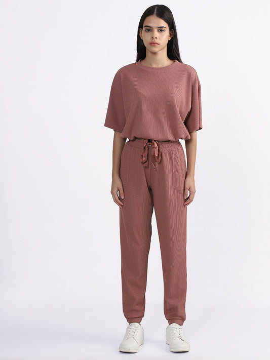 Superstar Brown Drop Shoulder Tie Up Top