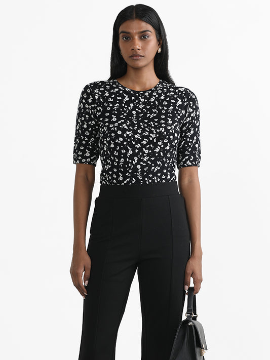 Wardrobe Black Floral Printed Top