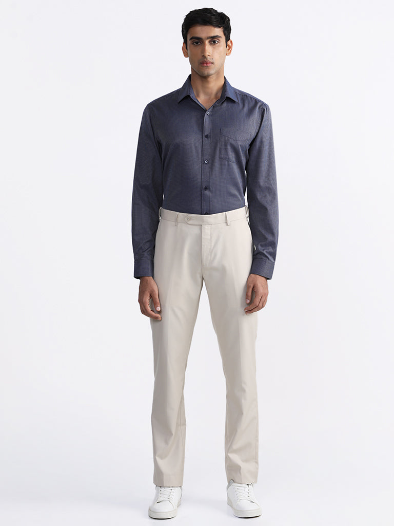 WES Formals Navy-Colored Relaxed Fit Shirt
