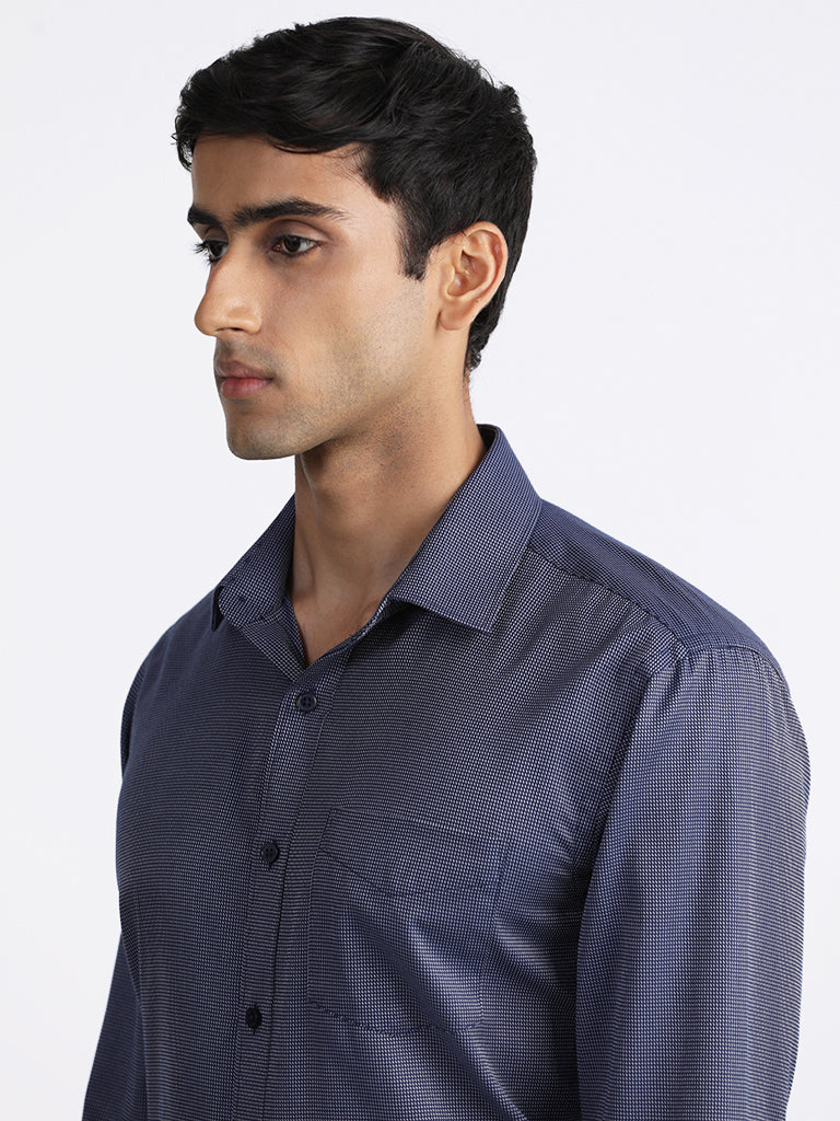 WES Formals Navy-Colored Relaxed Fit Shirt