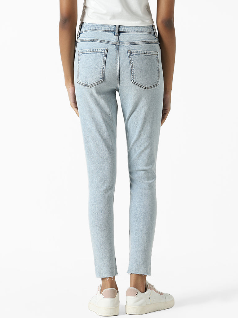 Nuon Light Blue Straight - Fit Mid Rise Jeans