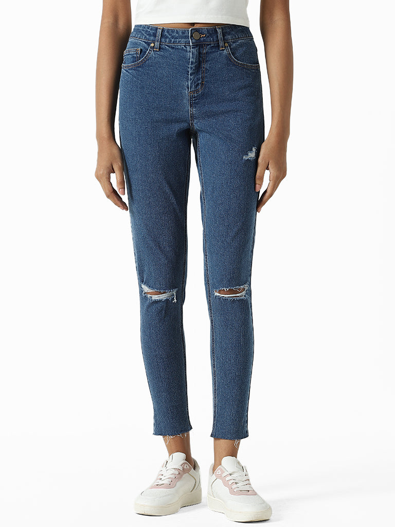 Nuon Blue Straight - Fit Mid Rise Jeans