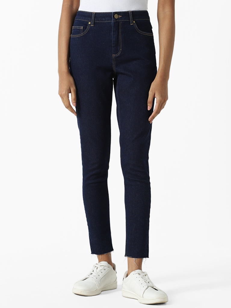 Nuon Dark Blue Straight - Fit Mid Rise Jeans