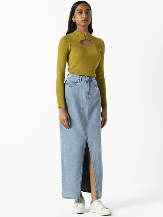 Nuon Plain Lime Green Cut-Out Top