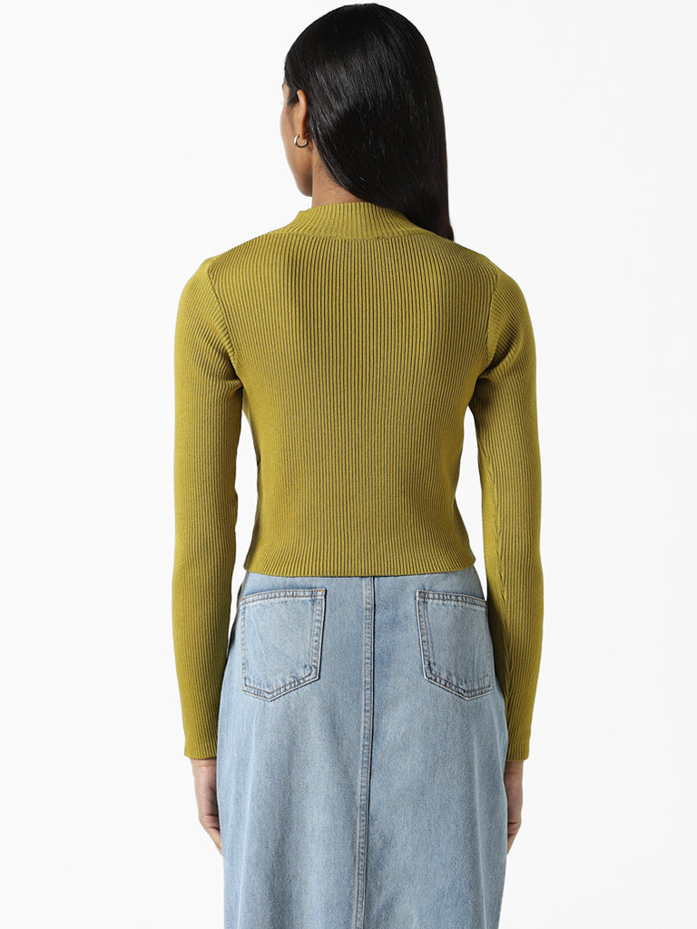 Nuon Plain Lime Green Cut-Out Top