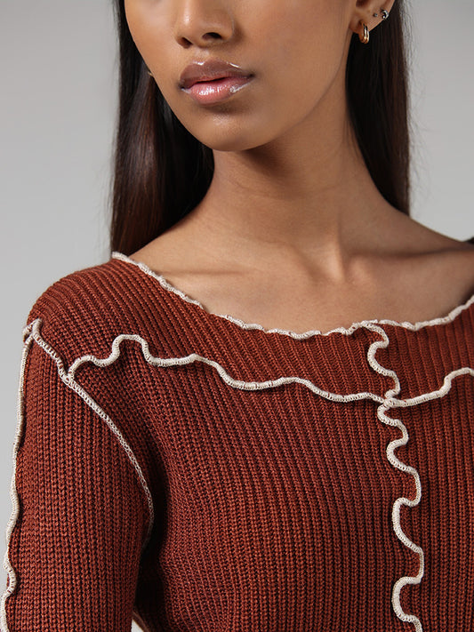 Nuon Brown Knitted Sweater