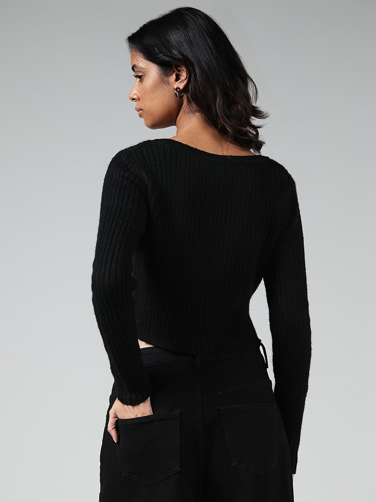 Nuon Black Knitted Crop Sweater