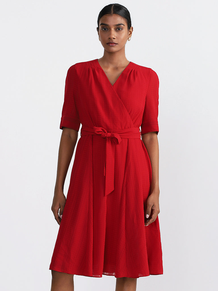 Shop Wardrobe Solid Red A-Line Dress Online – Westside